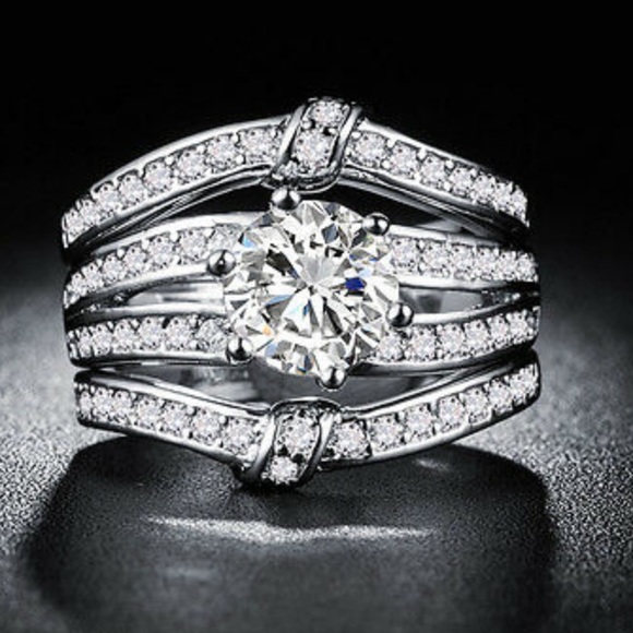 Jewelry - NEW 925 Sterling Silver3 pcs Engaged Rings